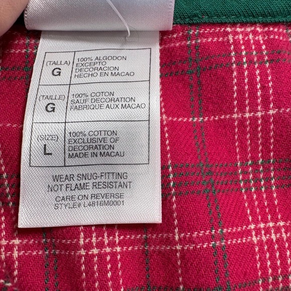 Disney Mickey Mouse Plaid Flannel Pajama Set Women's Size Large Red Sleepwear - Picture 9 of 13